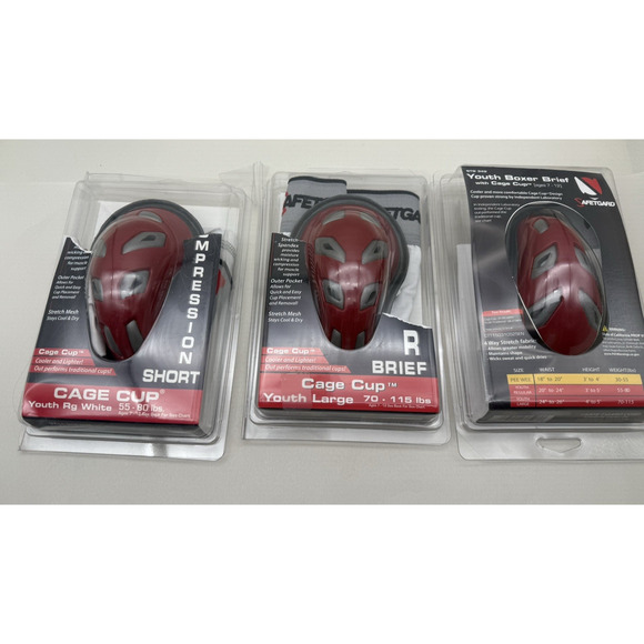 3pc Safetgard Youth Boxer Brief White w/Red Cage Cup, Youth Large & Regular*READ - Picture 16 of 16